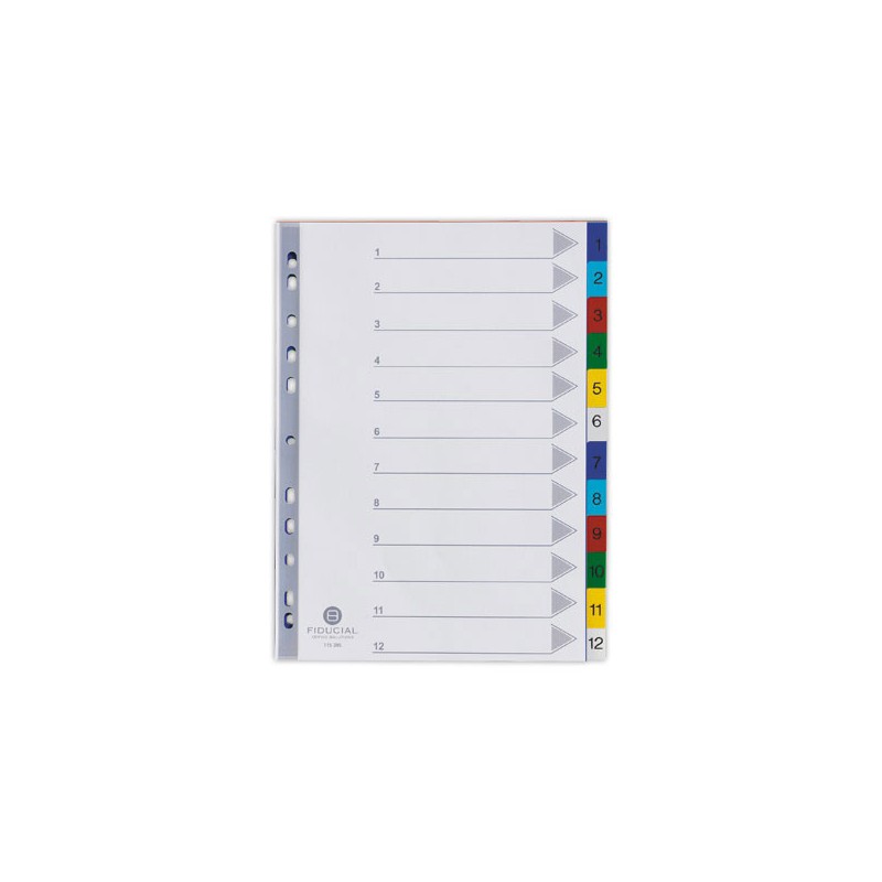 Jeu d'intercalaires numériques FIDUCIAL polypro. format A4 12 touches  - Fiducial