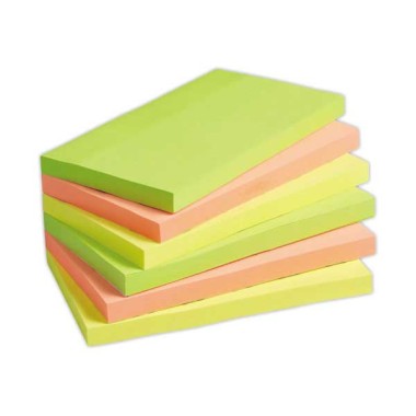 Notes repositionnables FIDUCIAL 76x127mm assorties, 100 feuilles  x6 - Fiducial