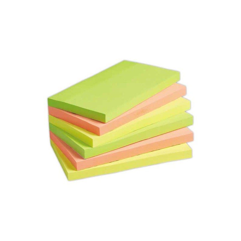 Notes repositionnables FIDUCIAL 76x127mm assorties, 100 feuilles  x6 - Fiducial