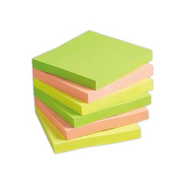 Notes repositionnables FIDUCIAL 76x76 mm assorties, 100 feuilles  x6 - Fiducial