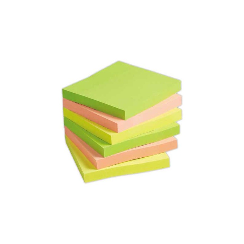 Notes repositionnables FIDUCIAL 76x76 mm assorties, 100 feuilles  x6 - Fiducial