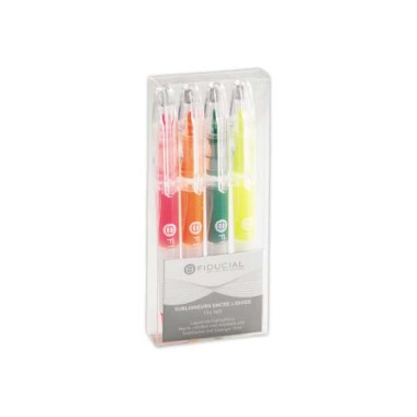Surligneurs FIDUCIAL encre liquide assortis  x4 - Fiducial