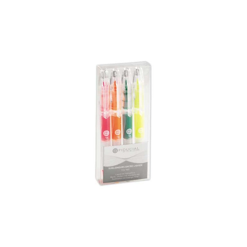 Surligneurs FIDUCIAL encre liquide assortis  x4 - Fiducial