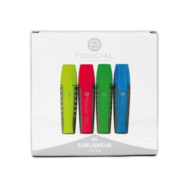 Surligneurs FIDUCIAL pointe large Assortis  x4 - Fiducial