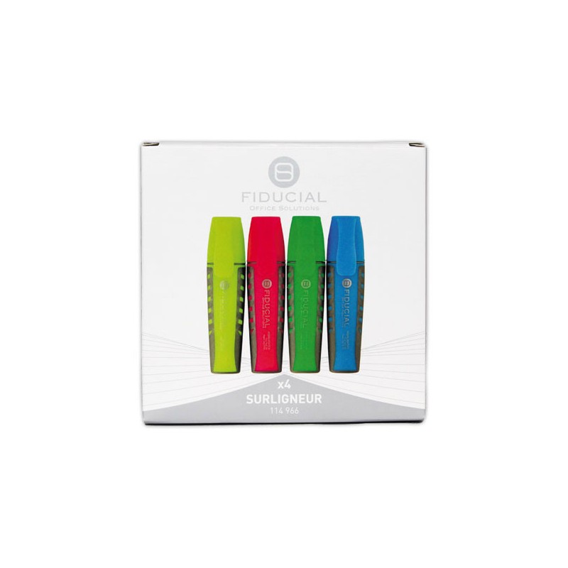 Surligneurs FIDUCIAL pointe large Assortis  x4 - Fiducial