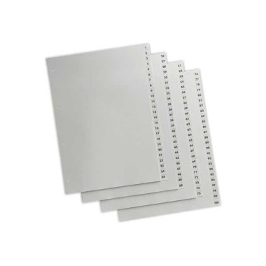 Jeu d'intercalaires numériques FIDUCIAL polyprop. A4 maxi 100 touches  - Fiducial