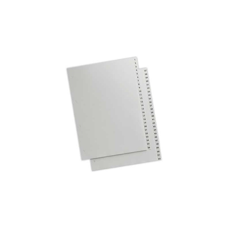 Jeu d'intercalaires numériques FIDUCIAL polyprop. A4 maxi 52 touches  - Fiducial