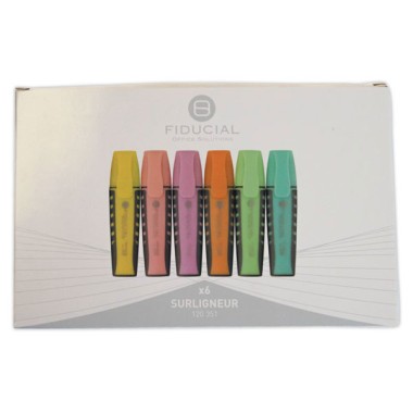 Surligneurs FIDUCIAL pointe large Assortis Pastel  x6 - Fiducial