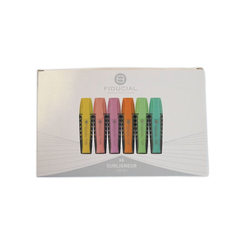 Surligneurs FIDUCIAL pointe large Assortis Pastel  x6 - Fiducial