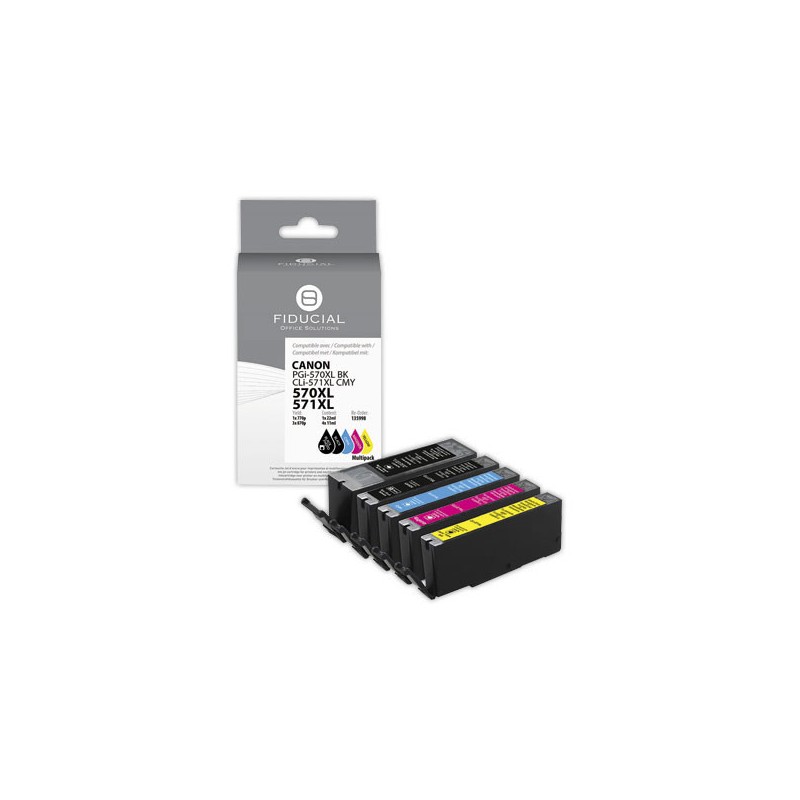 Pack cartouches Canon PGI-570/CLI-571XL compatible FIDUCIAL  x5 - Fiducial
