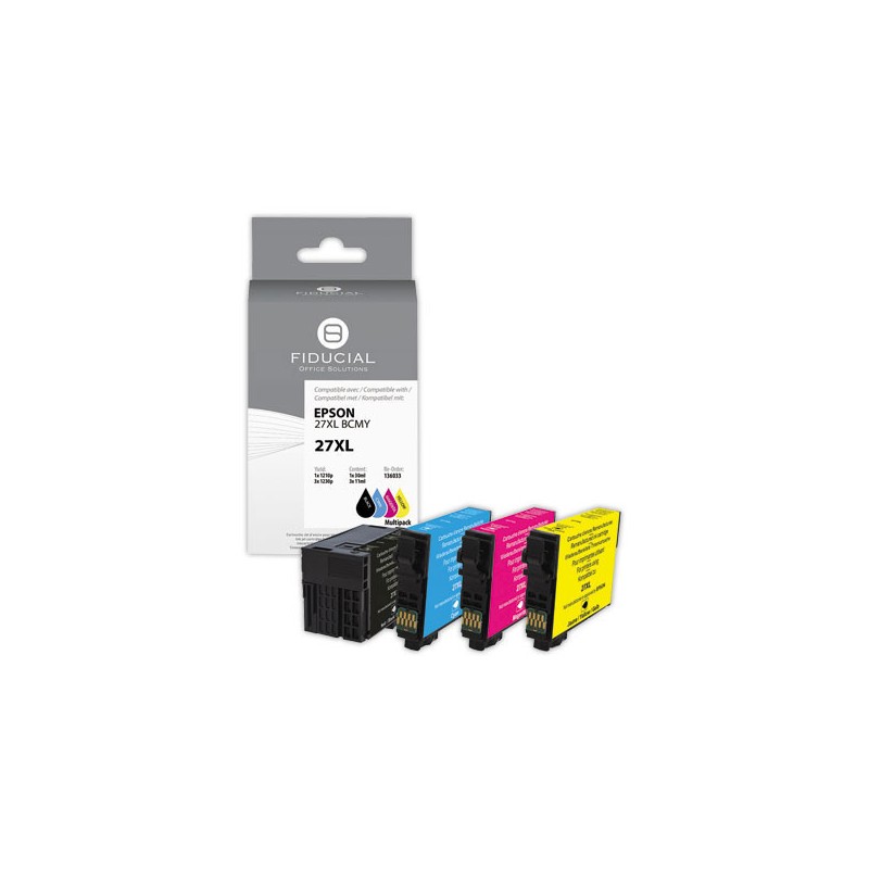 Pack cartouches Epson 27XL noire et couleurs compatible FIDUCIAL  x4 - Fiducial