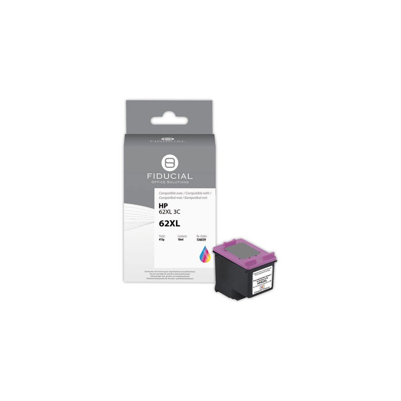 Cartouche Hp 62XL 3 couleurs compatible FIDUCIAL  - Fiducial