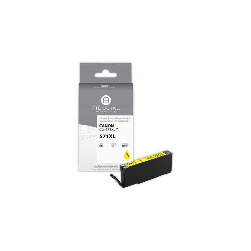 Cartouche Canon CLI-571XL jaune compatible FIDUCIAL  - Fiducial