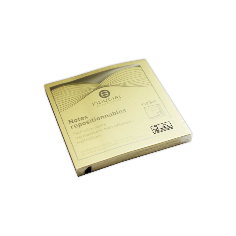 Bloc notes repositionnables FIDUCIAL 76x76 mm jaune  - Fiducial
