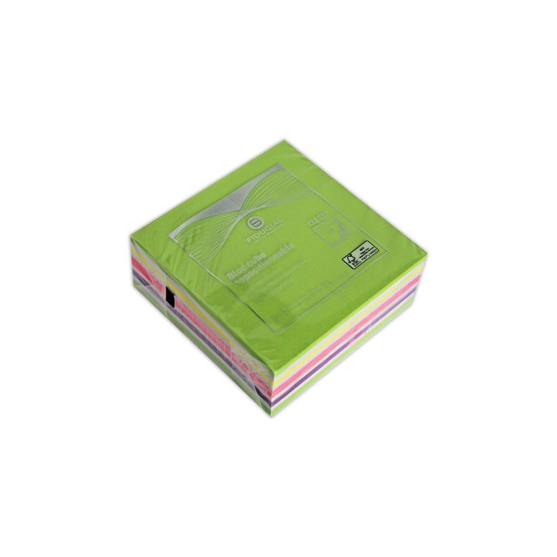 Bloc cube FIDUCIAL 320 feuilles 76x76 mm couleurs assorties vives  - Fiducial