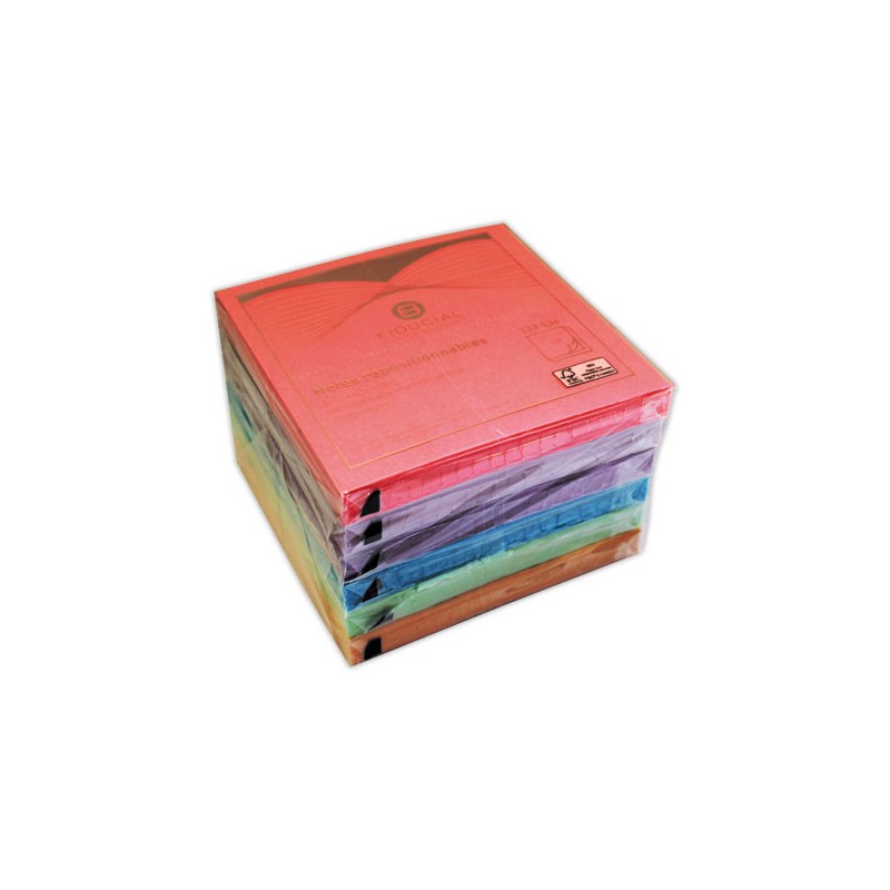 blocs notes repositionnables FIDUCIAL 76x76 couleurs vives assorties  x6 - Fiducial