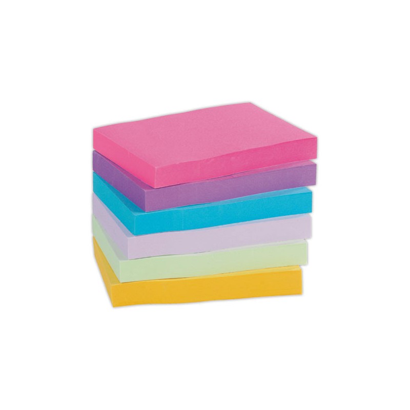Blocs notes repositionnables Fiducial 76x51 couleurs vives assorties  x6 - Fiducial
