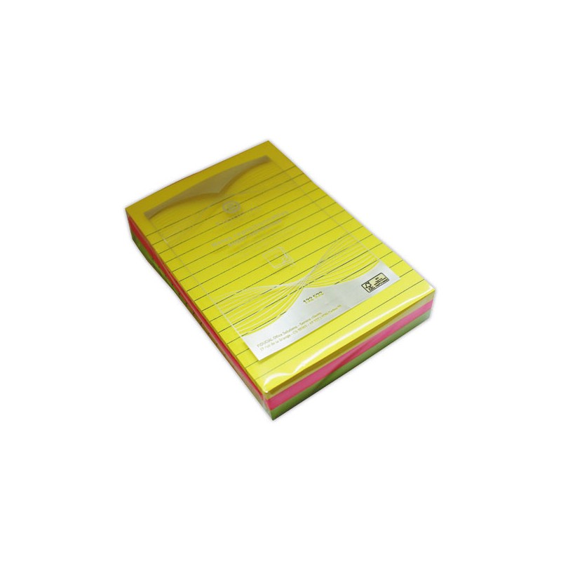 Blocs notes repositionn. super adhésifFIDUCIAL 10,1x15cm ligné néon  x3 - Fiducial