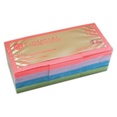 blocs notes repositionnables Fiducial 38x51 mm coloris assortis 100 f  x12 - Fiducial