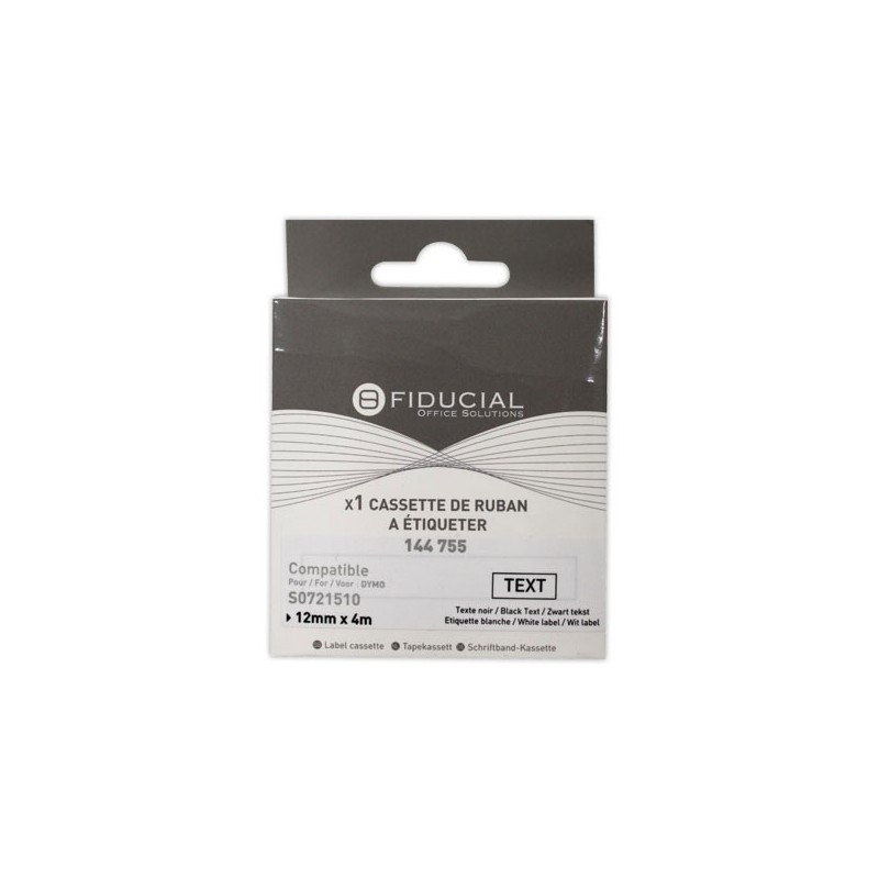 Ruban K7 pour titreuse DYMO S0721510 12 mmx4 m imp noire / blanc  - Fiducial