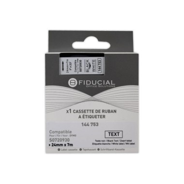 Ruban K7 pour titreuse DYMO S0720930 24mm blanc impression noire  - Fiducial