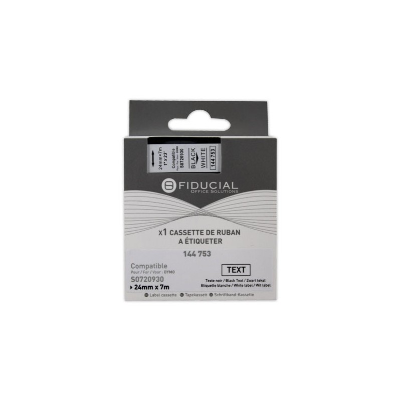 Ruban K7 pour titreuse DYMO S0720930 24mm blanc impression noire  - Fiducial