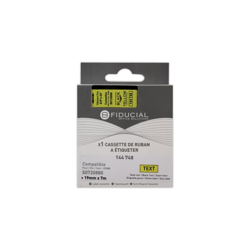 Ruban K7 pour titreuse DYMO S0720880 19mm jaune impression noire  - Fiducial