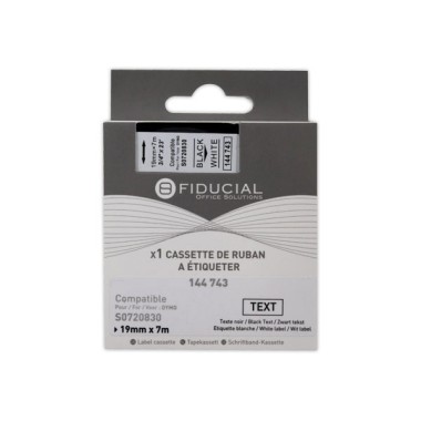Ruban K7 pour titreuse DYMO S0720830 19mm blanc impression noire  - Fiducial