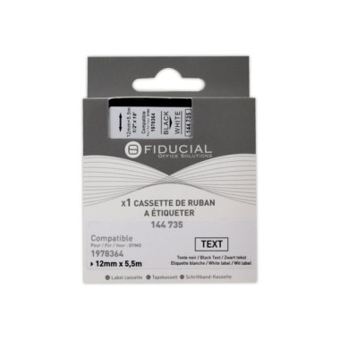 Ruban K7 pour titreuse DYMO 1978364 DURABLE 12mmx5.5m B/W  - Fiducial