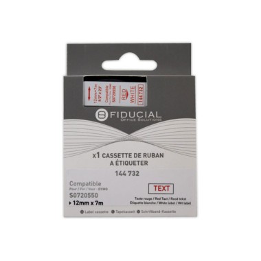 Ruban K7 pour titreuse DYMO S0720550 12mm blanc impression rouge  - Fiducial
