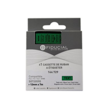 Ruban K7 pour titreuse DYMO S0720590 12mm vert impression noire  - Fiducial