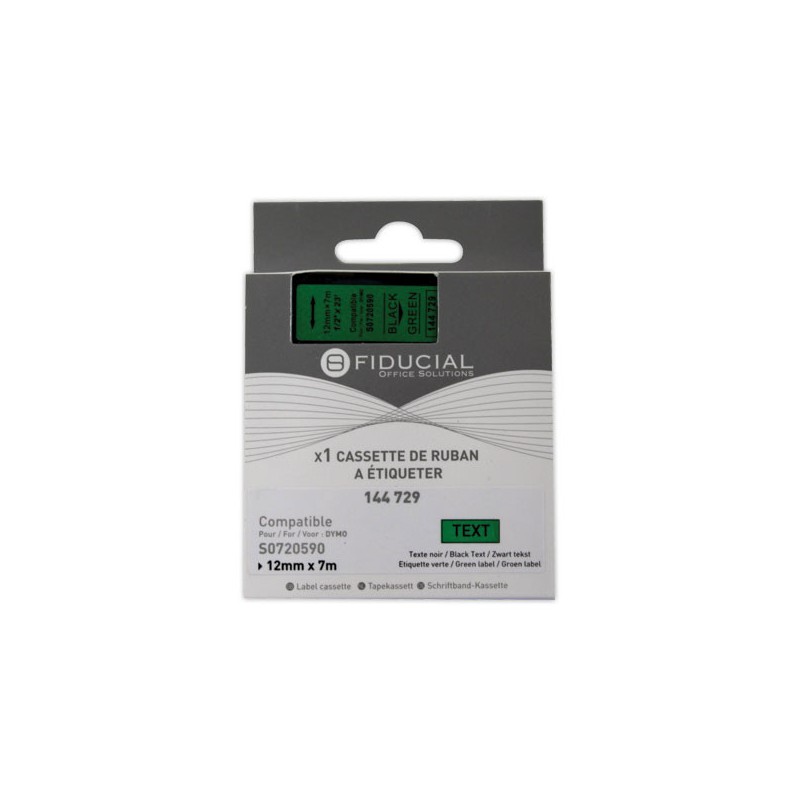 Ruban K7 pour titreuse DYMO S0720590 12mm vert impression noire  - Fiducial
