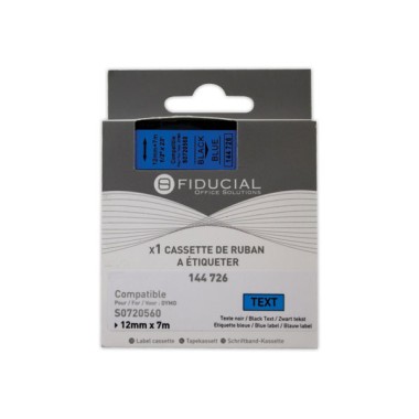 Ruban K7 pour titreuse DYMO S0720560 12mm bleu impression noire  - Fiducial
