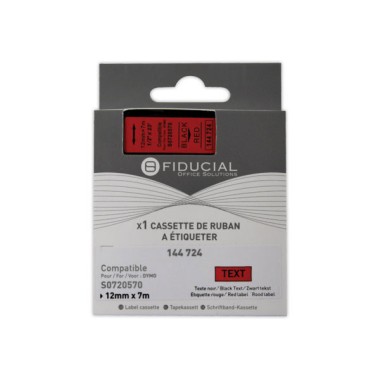 Ruban K7 pour titreuse DYMO S0720570 12mm rouge impression noire  - Fiducial