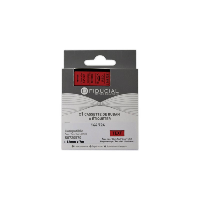 Ruban K7 pour titreuse DYMO S0720570 12mm rouge impression noire  - Fiducial