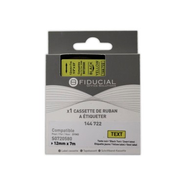 Ruban K7 pour titreuse DYMO S0720580 12mm jaune impression noire  - Fiducial