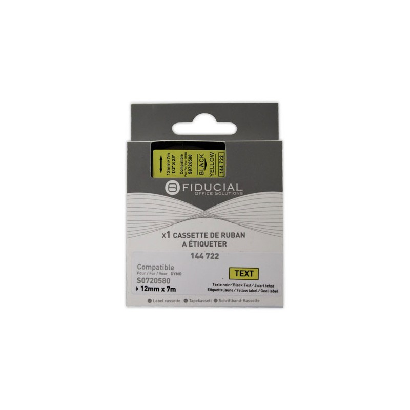 Ruban K7 pour titreuse DYMO S0720580 12mm jaune impression noire  - Fiducial