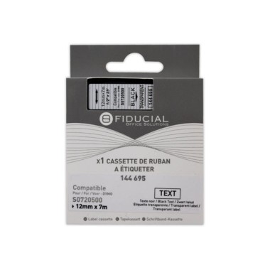 Ruban K7 pour titreuse DYMO S0720500 12mm transparent impression noire  - Fiducial
