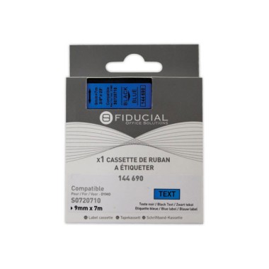 Ruban K7 pour titreuse DYMO S0720710 9mm bleu impression noire  - Fiducial