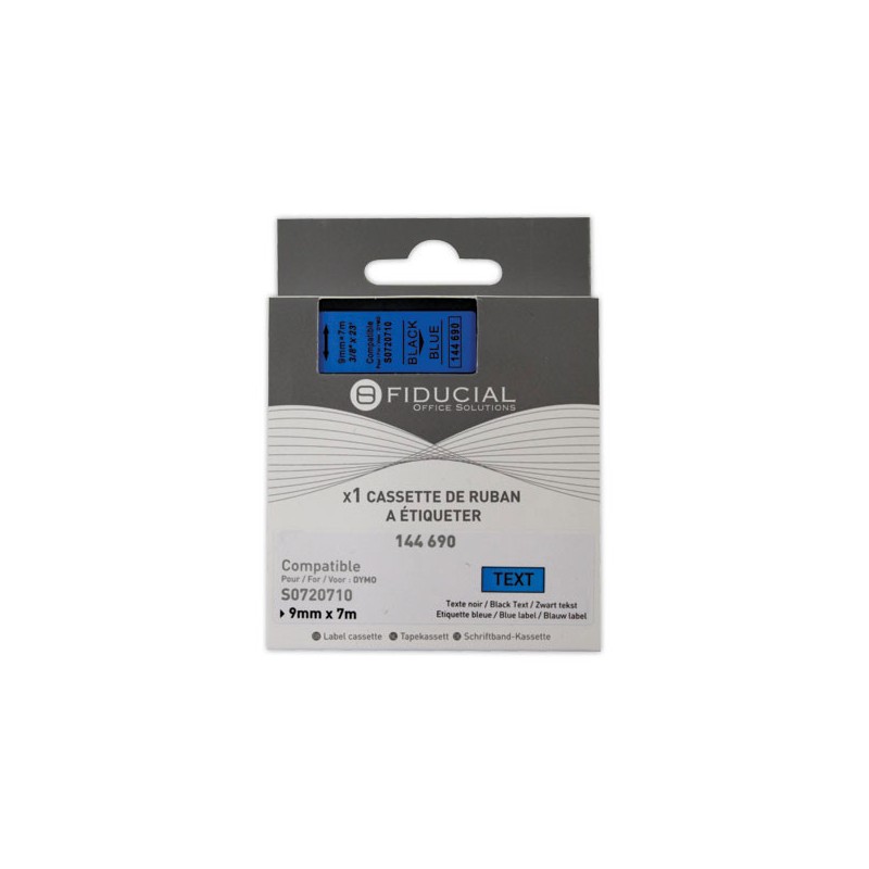 Ruban K7 pour titreuse DYMO S0720710 9mm bleu impression noire  - Fiducial