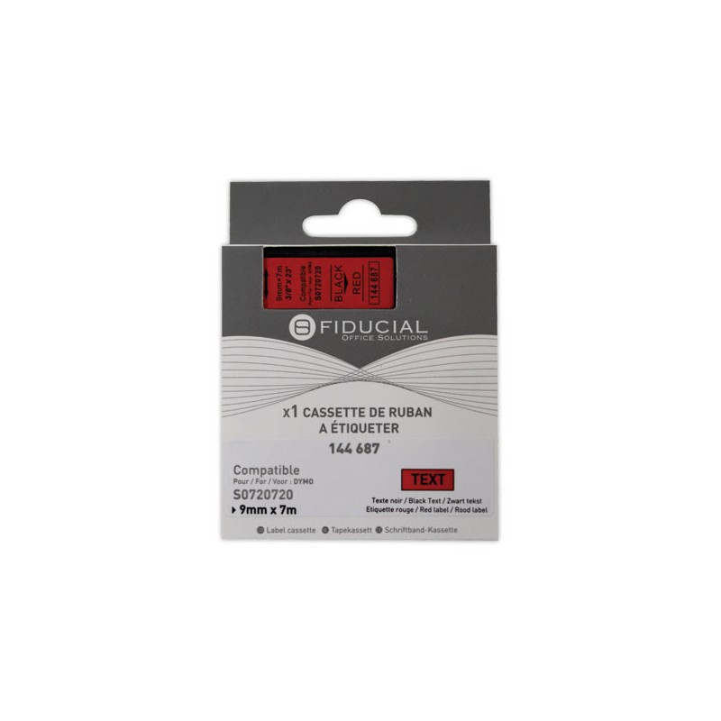 Ruban K7 pour titreuse DYMO S0720720 9mm rouge impression noire  - Fiducial