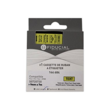 Ruban K7 pour titreuse DYMO S0720730 9mm jaune impression noire  - Fiducial
