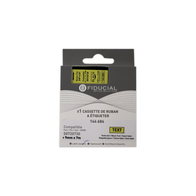 Ruban K7 pour titreuse DYMO S0720730 9mm jaune impression noire  - Fiducial
