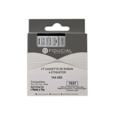 Ruban K7 pour titreuse DYMO S0720670 9 mm transparent impression noir  - Fiducial