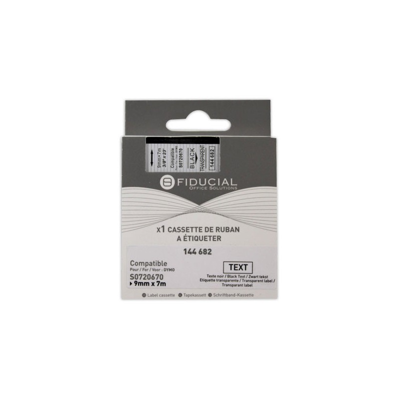 Ruban K7 pour titreuse DYMO S0720670 9 mm transparent impression noir  - Fiducial