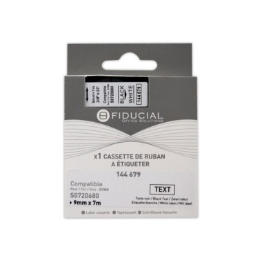 Ruban K7 pour titreuse DYMO S0720680 9mm impression Noir sur Blanc  - Fiducial