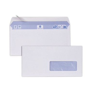enveloppes blanches 110x220 fenêtre 35x100 80 g bande siliconée  x500 - Fiducial