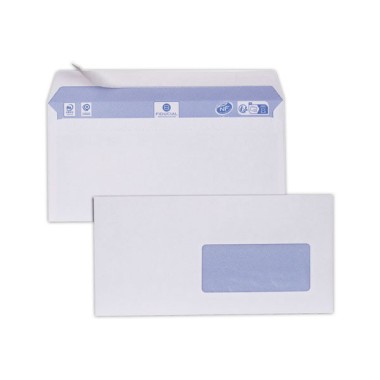 enveloppes blanches 110x220 fenêtre 45x100 80 g bande siliconée  x500 - Fiducial