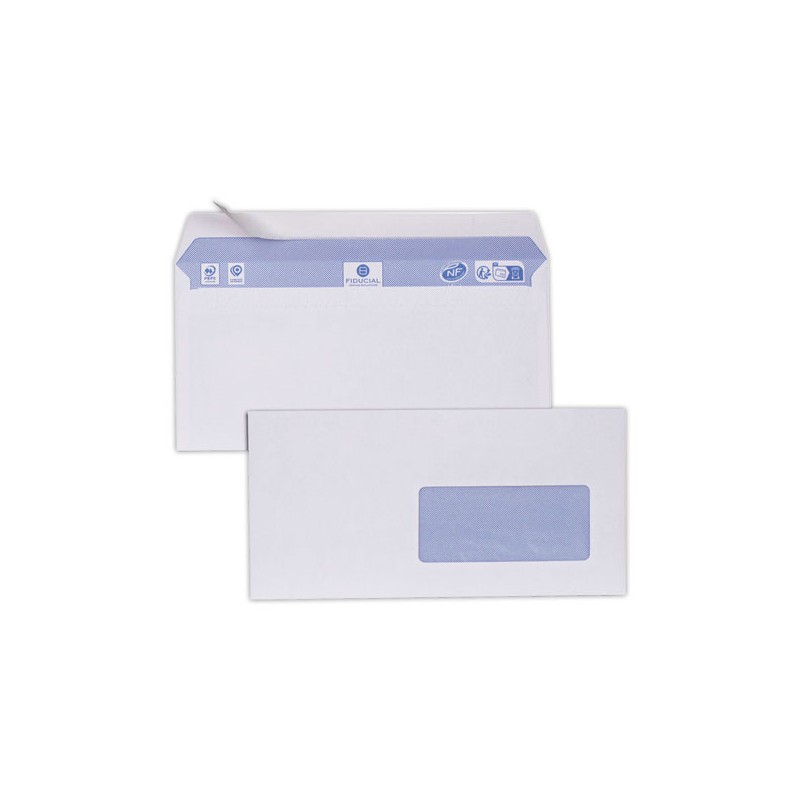 enveloppes blanches 110x220 fenêtre 45x100 80 g bande siliconée  x500 - Fiducial