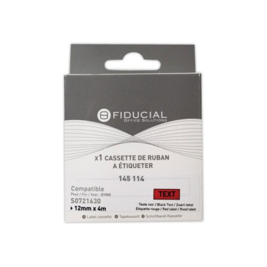 Ruban Letratag 12mmx4 m impression noire sur rouge comp DYMO S0721630  - Fiducial
